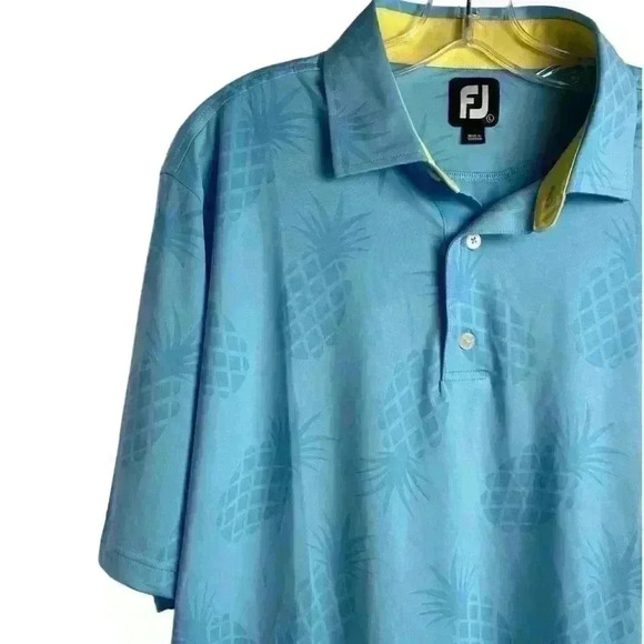 FootJoy Men's Pineapple Polo Shirt Blue Size L Limited Edition Casual - Picture 14 of 16